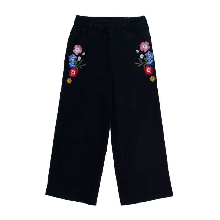 maison mangostan florecitas micro corduroy pants black