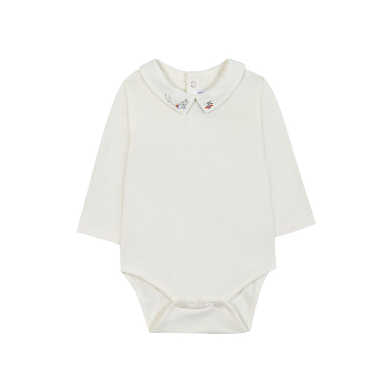 tartine et chocolat embroidered collar baby body off-white
