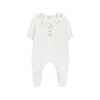 tartine et chocolat embroidered baby romper ecru/gold