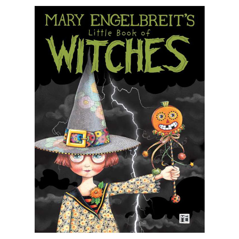 Book cover of 'Mary Engelbreit's Little Book of Witches' with a witch illustration and pumpkin.