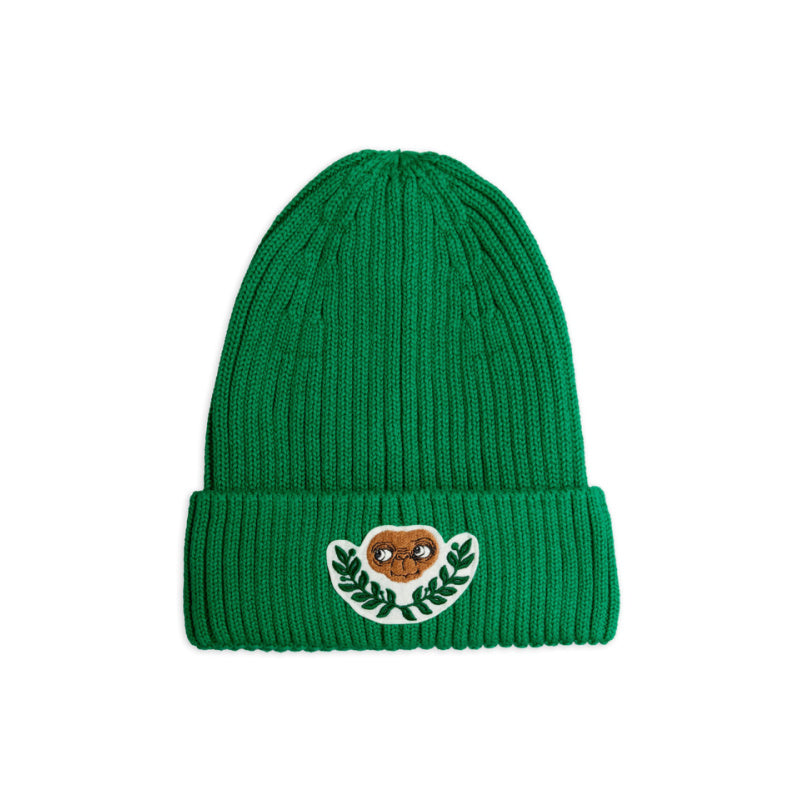 mini rodini x e.t. patch ribbed hat green