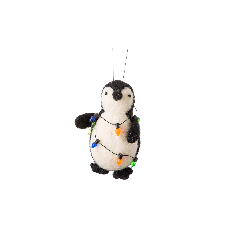 penguin w/lights ornament