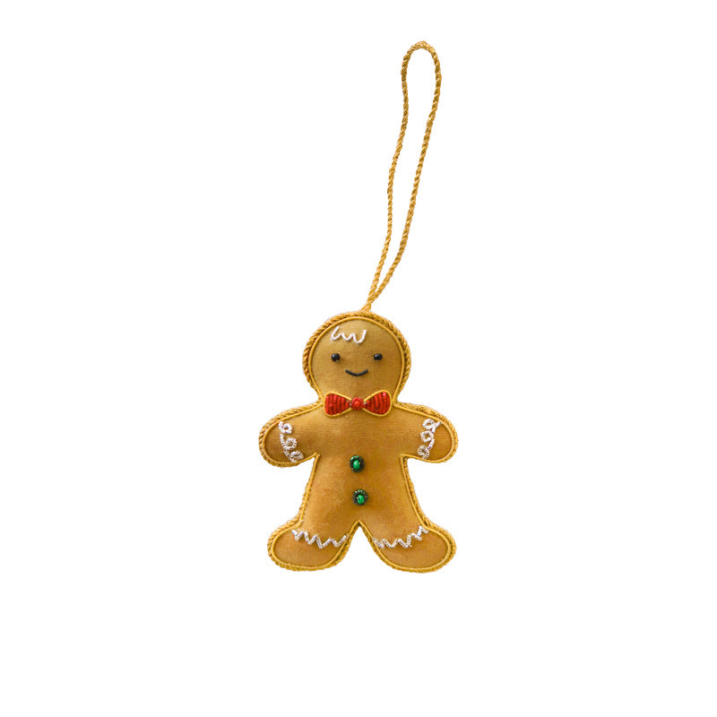 embroidered gingerbread boy ornament