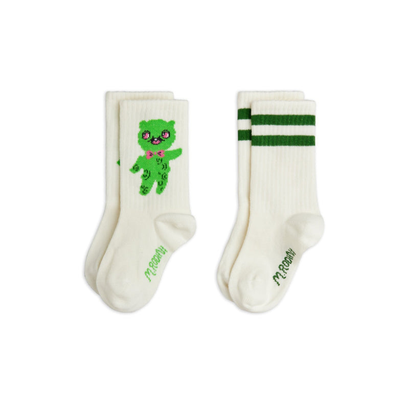mini rodini alien 2-pack socks off white