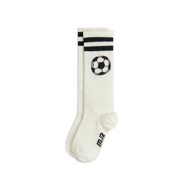 mini rodini football knee-high socks off white