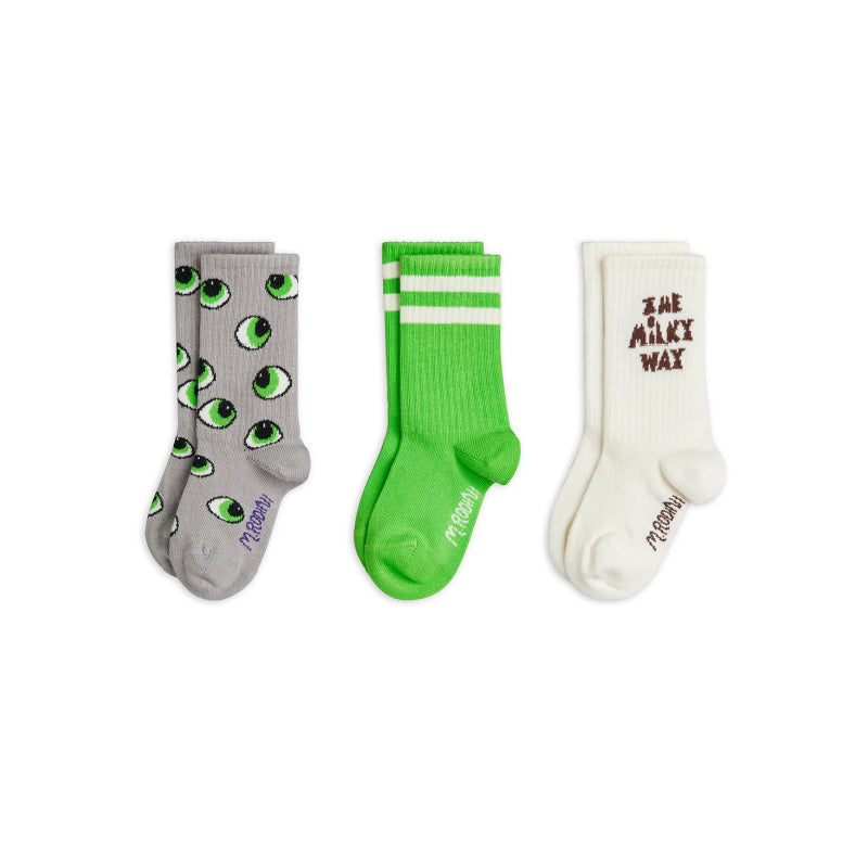 mini rodini eyes 3-pack socks multi