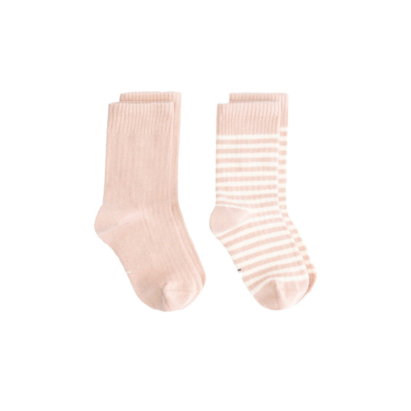 gray label ribbed baby socks 2-pack faded pink/cream