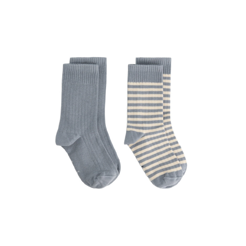gray label ribbed baby socks 2-pack stone grey/cream