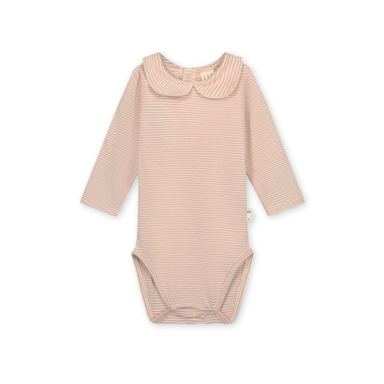 gray label baby collar onesie faded pink/cream