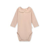 gray label baby collar onesie faded pink/cream