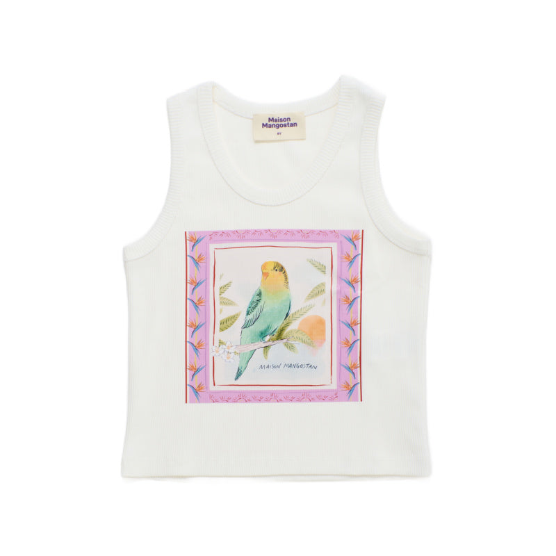 maison mangostan birds tank top white