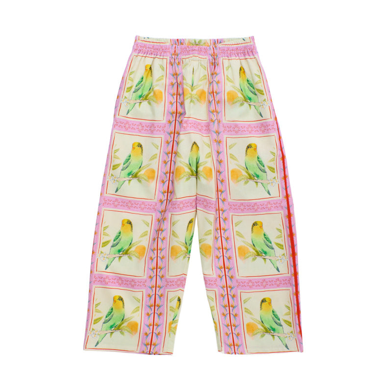 maison mangostan birds patchwork pants