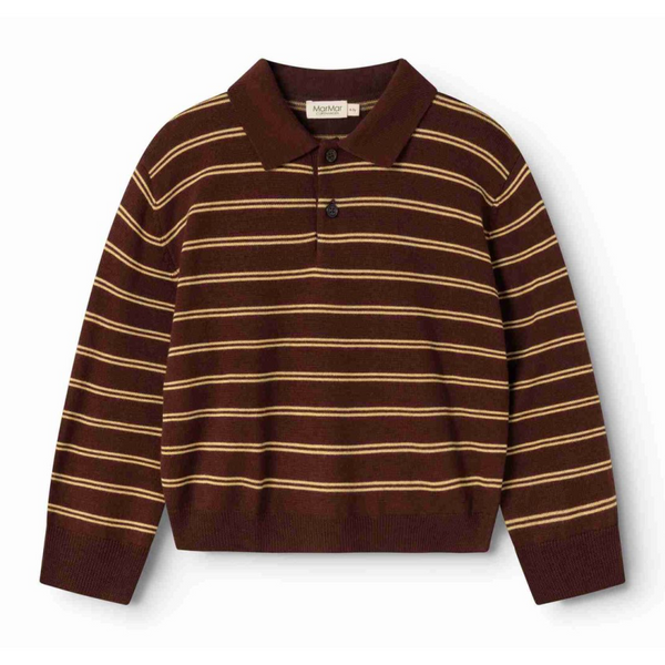 marmar copenhagen teno knit polo dark wheat stripe