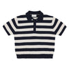morley xian knitted polo navy stripe