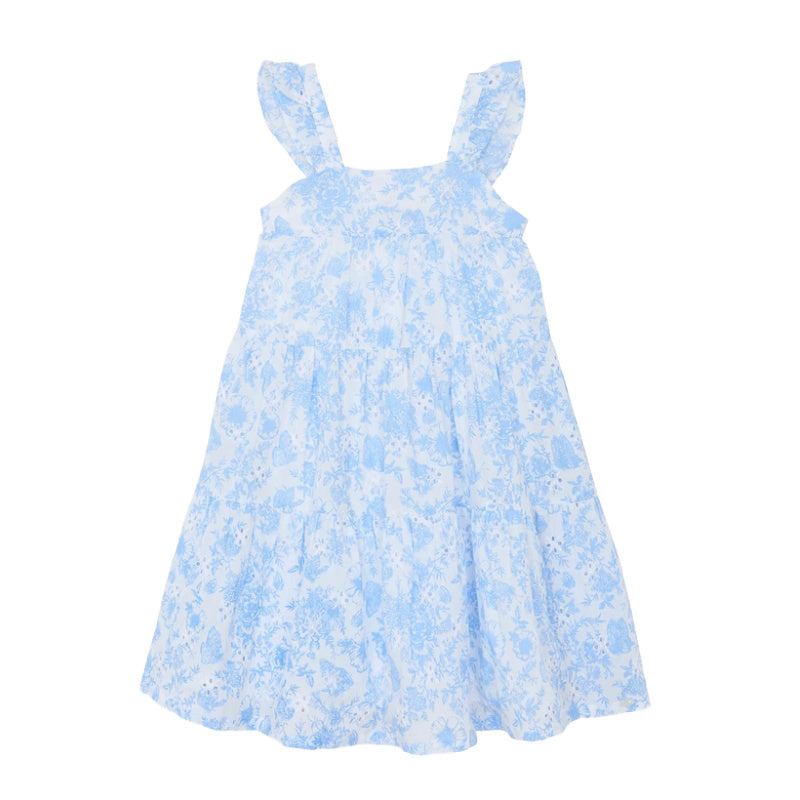 tartine et chocolat floral eyelet dress blue