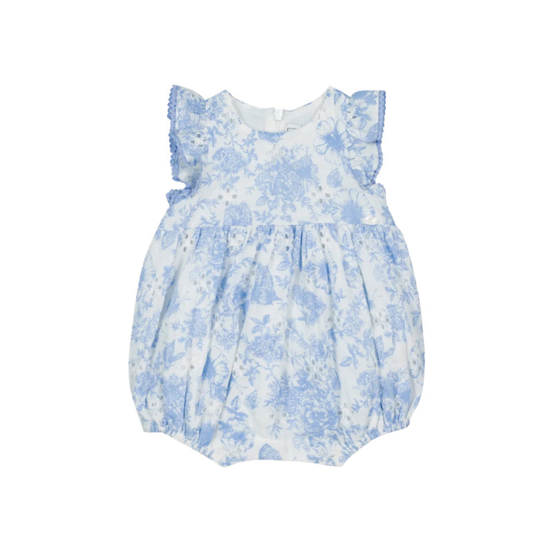 tartine et chocolat floral eyelet baby romper blue