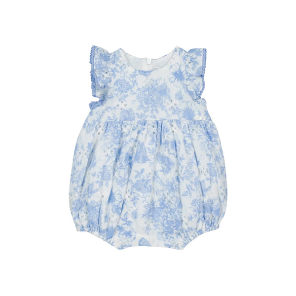 tartine et chocolat floral eyelet baby romper blue