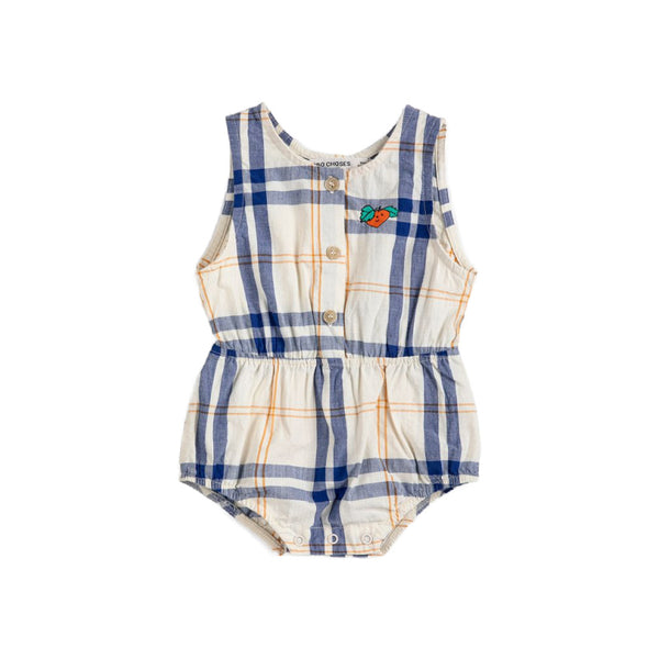 bobo choses fun tartan baby romper white
