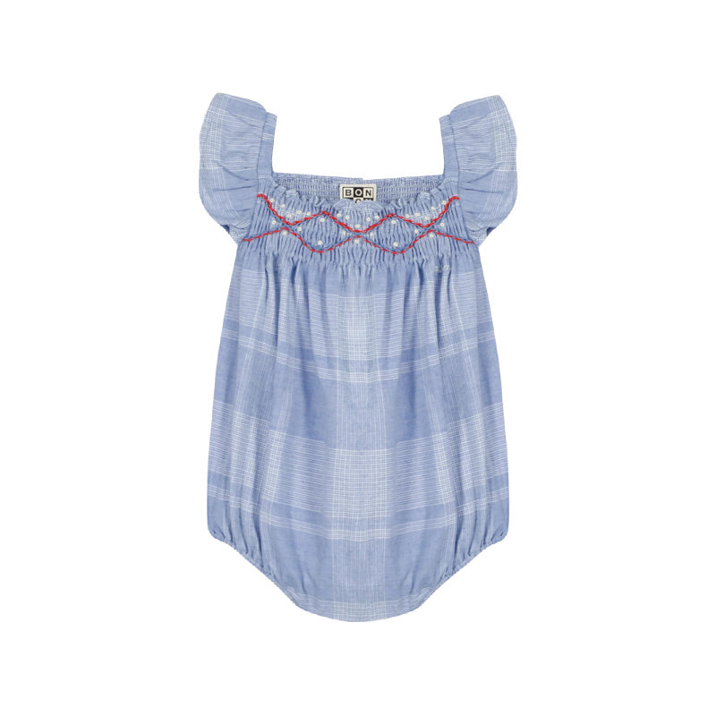 bonton lalix baby jumpsuit blue check