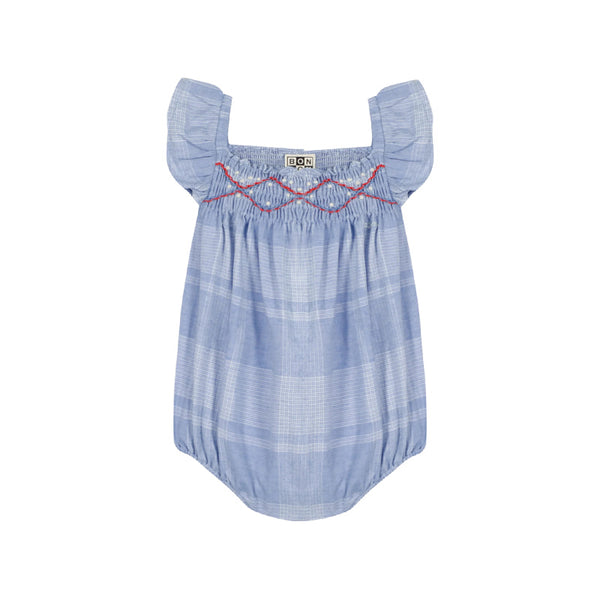 bonton lalix baby jumpsuit blue check