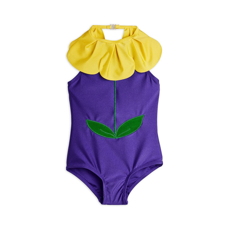 mini rodini flower halterneck swimsuit purple