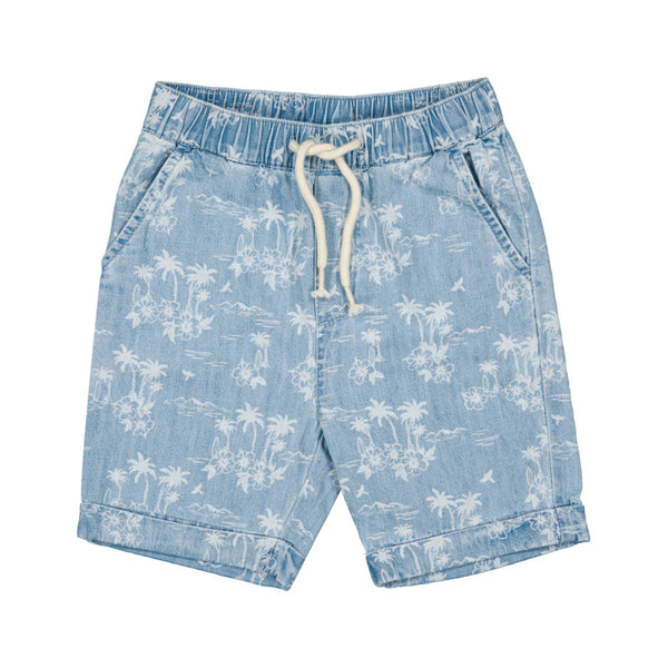louis louise hawaii denim shorts light blue
