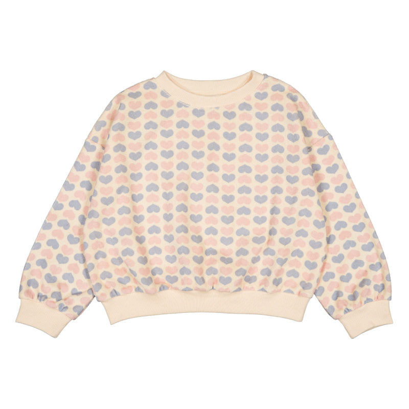 louis louise peace terry sweatshirt pink heart