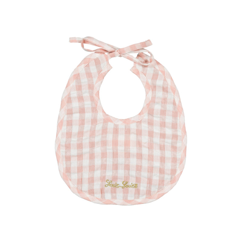 louis louise vichy baby bib pink