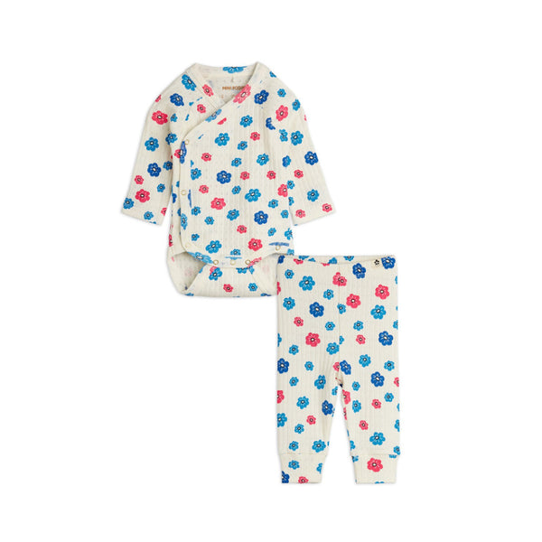 mini rodini flowers aop pointelle baby set multi