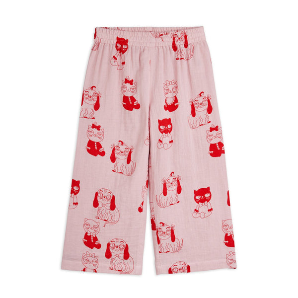 mini rodini mini babies aop woven trousers pink