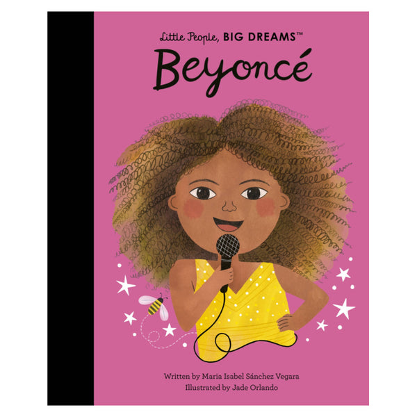 Book cover of 'Little People, BIG DREAMS' series featuring an illustration of a young Beyoncé with a microphone 