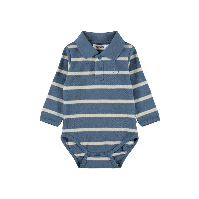 molo follow baby collared onesie twilight stripe
