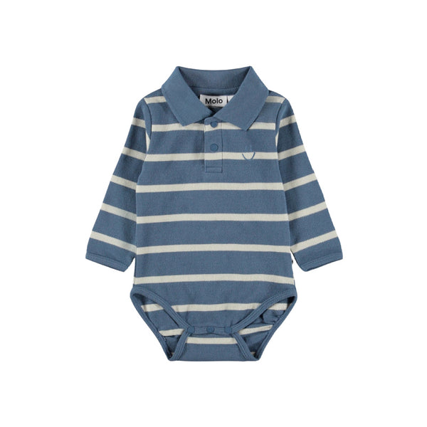 molo follow baby collared onesie twilight stripe