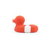 Red rubber duck with white stripe