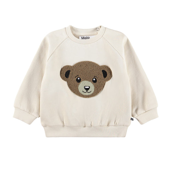 Beige sweatshirt with a bear face patch 
