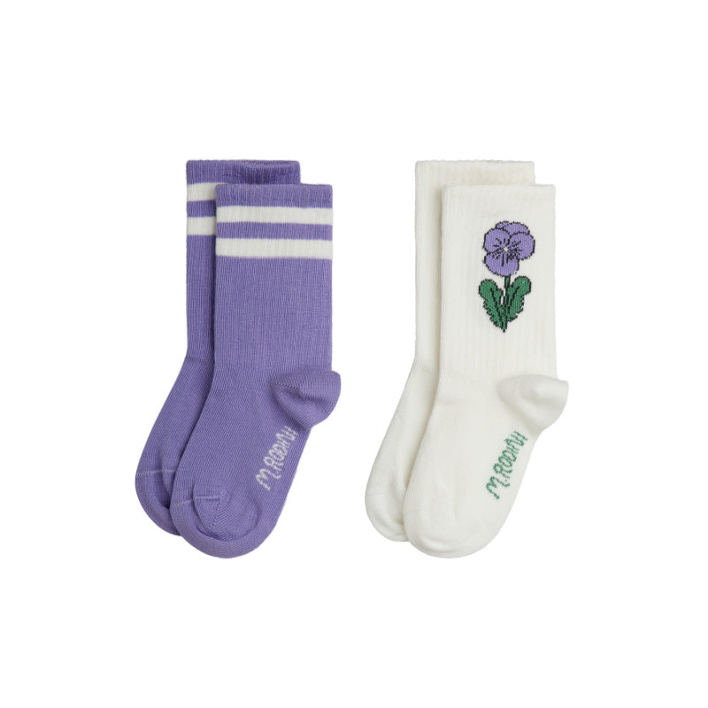 mini rodini viola stripe 2-pack socks multi