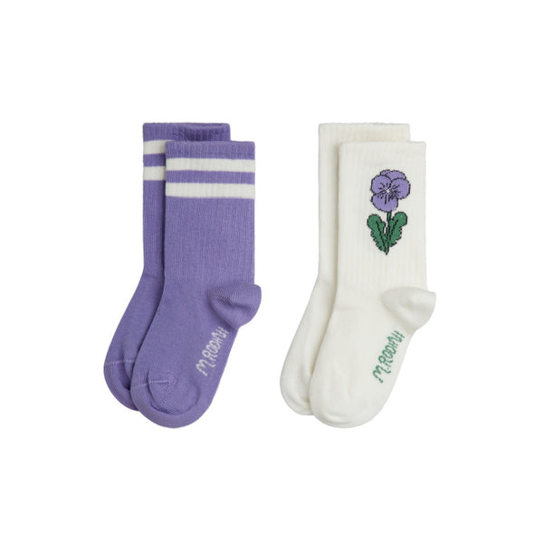 mini rodini viola stripe 2-pack socks multi