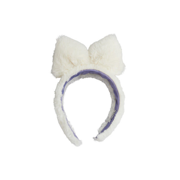 mini rodini faux fur bow headband off-white