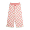 mini rodini chess check knitted trousers pink