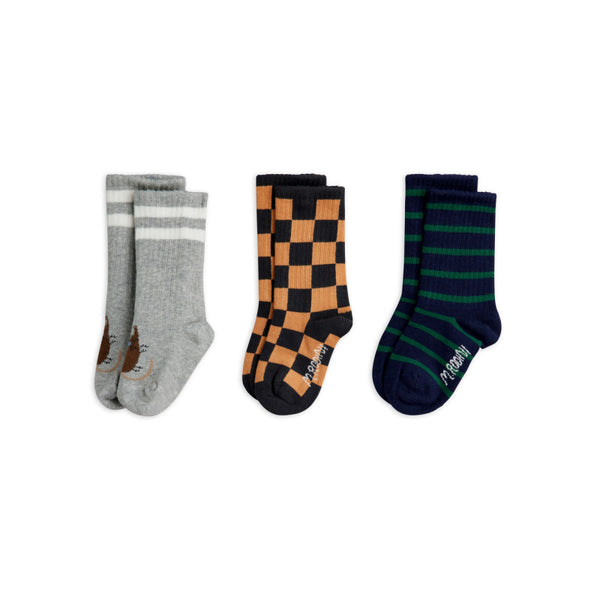 mini rodini chess check 3-pack socks multi