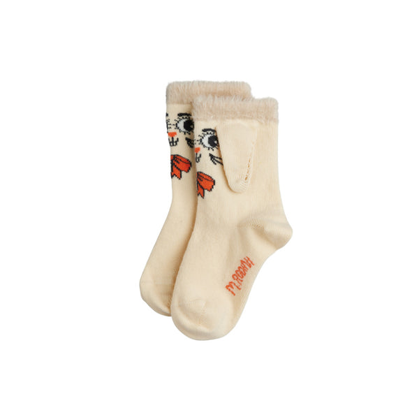 mini rodini rabbit ear socks off-white