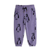 mini rodini penguin aop fleece trousers purple