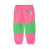 mini rodini fleece panel trousers pink and green
