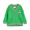 mini rodini panda knitted v-neck sweater