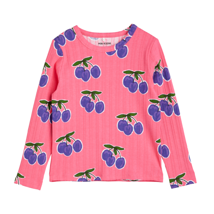 mini rodini plum aop ls tee pink