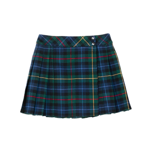 finger in the nose dundee pleated skirt bottle green checkers