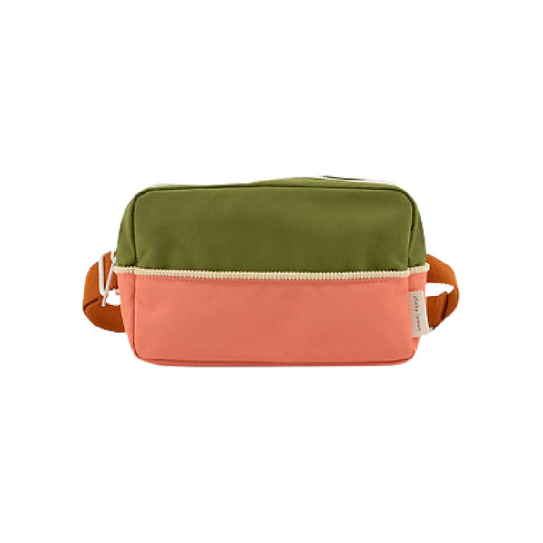 sticky lemon large fanny pack sprout green + flower pink