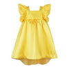 hucklebones twisted sleeve tiered high low dress canary yellow