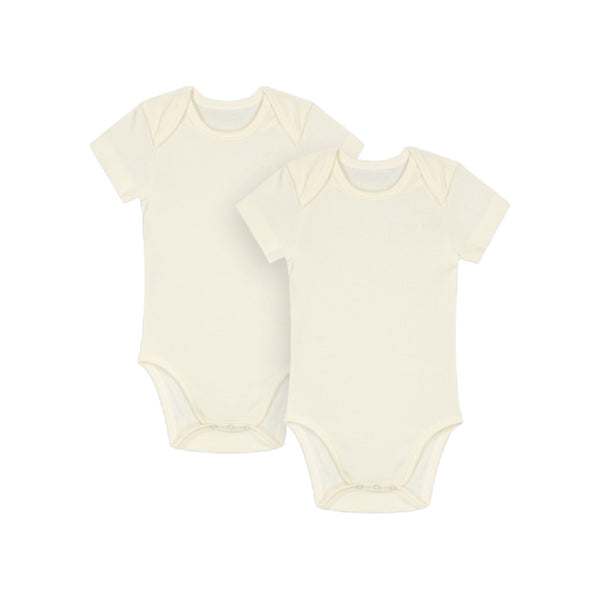 gray label baby short sleeve onesie set cream