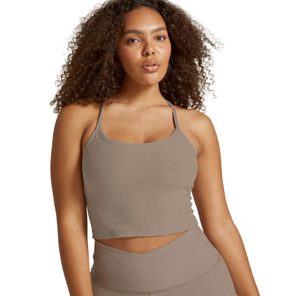 beyond yoga spacedye slim racerback cropped tank birch heather